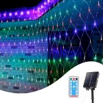 Randaco filet lumineux solaire 3x2m multicolore cha�ne lumineuse avec 8 modes rideau lumineux de no�l ...