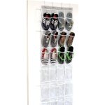 Range - chaussures transparent  suspendre sur une porte, 24 poches, gris (64'' x 19'')