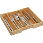 Range - couvert, extensible, organiseur de tiroir en bambou, hlp 5, 5 x 39 x 35, 5 cm, rangement cuisine, ...