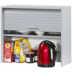 Rangement mural � rideau gris couna l 60 x h 54