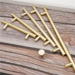 Laiton bross poignes de porte de meuble de cuisine boutons de barre en t en acier inoxydable entraxe ...