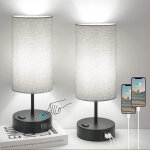 Rapanda - lampe de chevet grise pour table de nuit de chambre � coucher - petite lampe de table avec ...