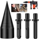 Rapanda - mche  bois pour perceuse, fendeur de bches de bois de chauffage 3 pices foret cnes amovibles ...
