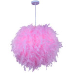 Rapanda - plafonnier suspendu r�tro avec plumes rose - - 20cm
