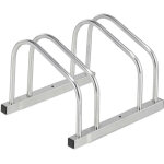 R�telier pour 2 v�los, montage au sol, roues de largeur 50 mm max. , en m�tal, garage, argent� - relaxdays ...