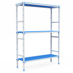 Rayonnage aluminium 3 niveaux compatible bac gn 1 / 1 - l 2060 � 3265 mm - pujadas