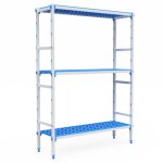 Rayonnage aluminium 3 niveaux compatible bac gn 2 / 3 - l 715  1950 mm - pujadas