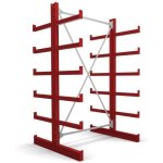 Rayonnage  bras en porte -  - faux stier, double, 1 trave avec 5 niveaux 1300x2000x500 mm, rouge feu ...