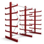 Rayonnage � bras en porte - � - faux stier, double, 2 trav�es avec 5 niveaux 2600x2000x500 mm, rouge ...