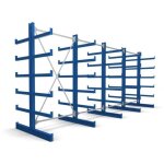 Rayonnage  bras en porte -  - faux stier double, 4 traves avec 5 niveaux 5200x2000x500 mm, bleu gentiane ...