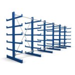 Rayonnage  bras en porte -  - faux stier double, 5 traves avec 5 niveaux 6500x2000x500 mm, bleu gentiane ...