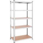 Rayonnage �tag�re � 5 niveaux, 50 x 100 x 200 cm, capacit� 600 kg, planches r�glables, argent