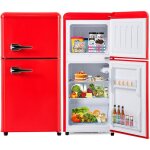 Rfrigrateur 60l, avec 2 porte, compartiment conglateur, clairage led, tagre rglable, poigne de ...