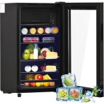 Rfrigrateur 76l, avec compartiment conglateur, clairage led, porte en verre, tagre rglable, conglateur ...
