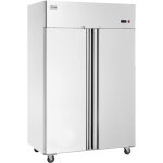 Refrigerateur commercial 1100 l, armoire refrigeree positive a portee de main 2 portes, en inox, degivrage ...