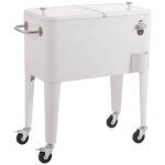 R�frig�rateur de jardin en m�tal blanc frais avec porte - glace 74x43x80 cm