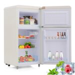 Fortuna lai - rfrigrateur rtro 72 l, double porte, clairage led, 39 db, classe e, conglateur et ...