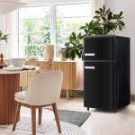 Tanant - rfrigrateur rtro 72l, hauteur 95 cm, avce  2 portes, conglateur 51l + conglateur 21l, ...