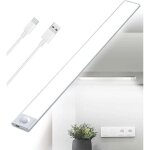 Reglette led cuisine sous meuble rechargeable usb, 2500mah 40cm dimmable lampe placard detecteur de mouvement ...