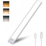 Reglette led cuisine sous meuble rechargeable usb, 40cm dimmable lampe placard detecteur de mouvement ...