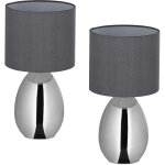 Reladays lampe de chevet, lot de 2, c�ble avec interrupteur, douille e14, h x d : 33, 5 x 18 cm, argent� ...