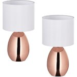 Reladays lampe de chevet, lot de 2, c�ble avec interrupteur, douille e14, h x d : 33, 5 x 18 cm, cuivre ...