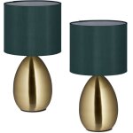 Reladays lampe de chevet, lot de 2, c�ble avec interrupteur, douille e14, h x d : 33, 5 x 18 cm, dor� ...