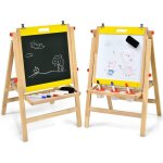 Chevalet enfant 3 en 1 en bois hauteur rglable 79 - 104 cm, ardoise volutive  double face, tableau ...