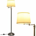 Relax4life - lampadaire de salon moderne en abat - jour en tissu, bras oscillant réglable, lampe sur ... Relax4life - lampadaire de salon moderne en abat - jour en tissu, bras oscillant réglable, lampe sur ...