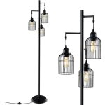 Relax4life - lampadaire sur pied salon industriel, lampe salon sur pied avec avec 3 abat - jour, interrupteur ...