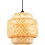 Relax4life - suspension luminaire en bambou  40 x h 43 cm rglable en hauteur, abat jour plafond avec ...