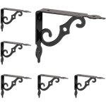 Lot de 6 querres murales, supports pour le mur, mtal, cornires  fixer, hxlxp : 11x2, 5x14 cm, noir ...
