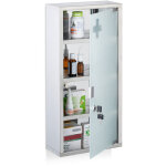 Relaxdays armoire � pharmacie, 4 compartiments, acier inoxydable et verre opale, h x l x p : 57 x 27 ...