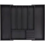 Bac  couverts extensible, bambou, hxlxp: 5 x 32, 5 - 55 x 44, 5 cm, 5 - 7 compartiments, rangement  ...