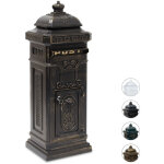 Relaxdays bo�te aux lettres anglaise sur pied en alu colonne vintage nostalgie, design british, bronze ...