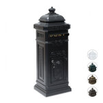 Relaxdays bo�te aux lettres anglaise sur pied en alu colonne vintage nostalgie, design british, noir