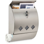 Bo�te aux lettres, porte - journaux, acier inox, fen�tre de visualisation, 2 cl�s, hlp 40x30x12, 5 cm, ...