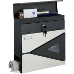 Relaxdays bo�te aux lettres porte - journaux, moderne, fen�tre, verrouillable, hxlxp : 37x37x11cm, acier, ...