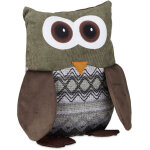 Relaxdays - butoir de porte chouette arr�t de porte hibou cale porte tissu sable but�e porte hxlxp: 24 ...