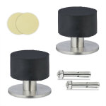 Relaxdays - butoir de porte, lot 2, fixation auto - adh�sive ou par per�age, acier inox et caoutchouc, ...