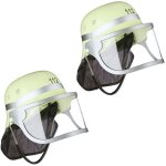 Relaxdays casque de pompier, lot 2, r�glable, visi�re rabattable, prot�ge - nuque. h x l x p : 24, 5 ...