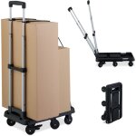 Relaxdays chariot de transport pliable, extensible, poign�e t�lescopique, 4 roulettes, 2 roues frein, ...