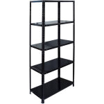 Relaxdays �tag�re acier 150�75�30 cm, 200 kg, 5 niveaux, cave / garage / atelier, rayonnage lourd, noir ...