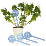 Globes d'arrosage en plastique lot de 4 distributeur eau plantes 2 semaines pot fleurs 250 ml, bleu - ...