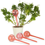 Relaxdays globes d?arrosage en plastique lot de 4 distributeur eau plantes 2 semaines pot fleurs 250 ...