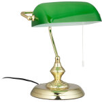 Lampe de banquier abat - jour vert bureau table lampe de table laiton vintage biblioth�que 31x22, 5x18, ...
