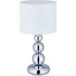 Lampe de chevet, abat - jour blanc, pied argent�, douille e27, hxd 50x25 cm, pour salon & chambre, argent� ...