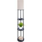 Relaxdays lampe sur pied avec �tag�re, h : 180 x 30 cm, e27, bois et lin, design moderne, lampadaire, ...
