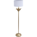 Relaxdays lampe sur pied, pi�tement feuilles de palmier, abat - jour en tissu, douille e27, salon, chambre, ...