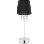 Lampe de table, abat - jour en organza, pied rond, lampe de chevet, h x d 41 x 14, 5 cm, noir / argent� ...